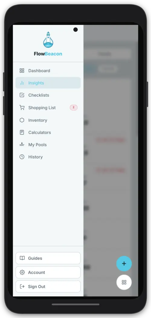 FlowBeacon navigation menu sidebar